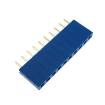 Pin header female pinsocket 1x10-pin 2.54mm pitch blauw
